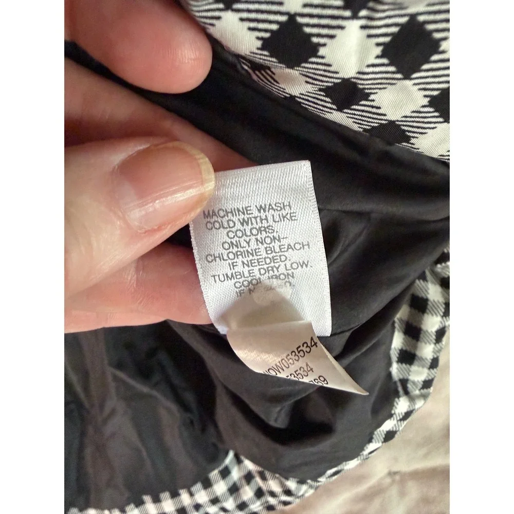 J. Jill  Black White Gingham DOWN Puffer 3x Vest‎ Snap Front Mock Neck Spring